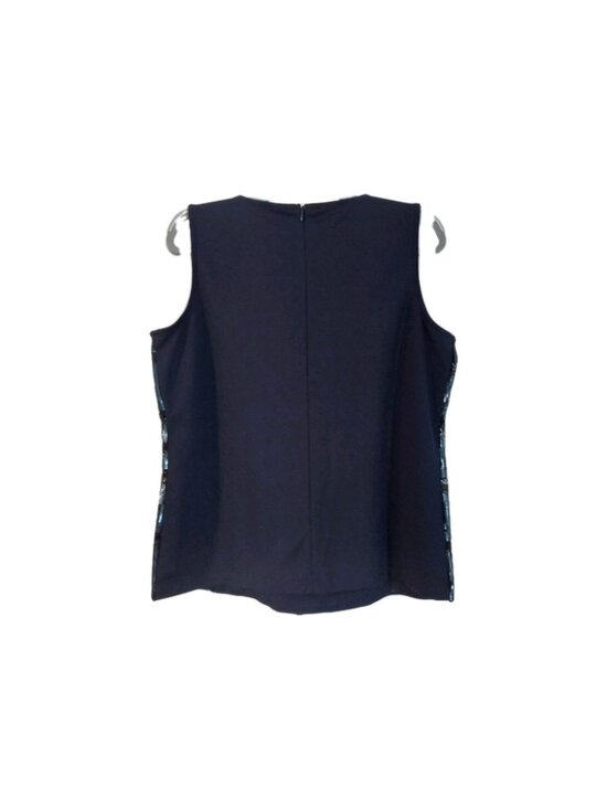 Talbot’s RSVP Womens Tank Top Size XL Sequined Formal Top Blue Black Polka Dot - Picture 2 of 8